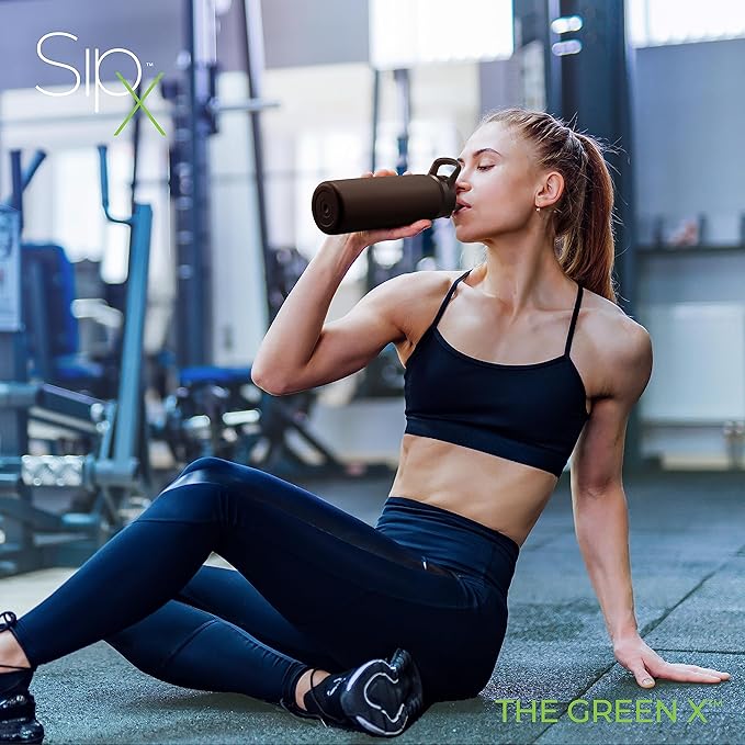 SipX™ Triple-Insulated Stainless Steel Water Bottle 25oz. With 3 Lids, BPA-Free Reusable Insulated Water Bottle Keeps Cold 24 Hours, Metal Water Bottle Made Of Sustainable Material For Hiking & Biking