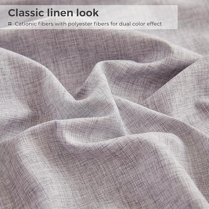 Twin Sheets Dark Grey, Ultral Soft Cationic Linen Look Sheets, Luxury Cooling Cozy Bed Sheet Set with Non-Slip Fitted Sheet