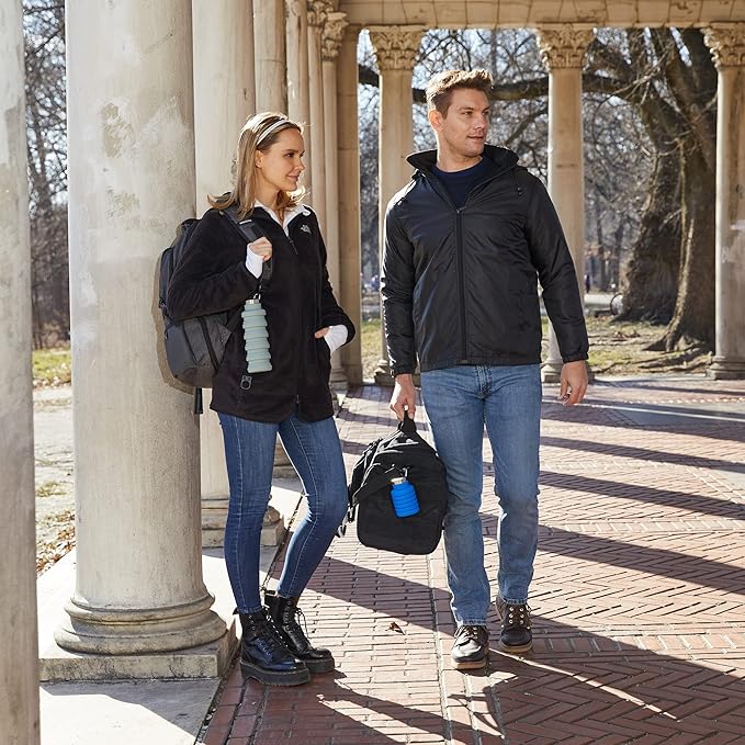 Mayim Collapsible Water Bottles Silicone Travel Tumbler with Clip for Backpack, Reusable Portable Sport Water Bottle for Gym, Camping, Hiking or Airport, 17 Oz Blush