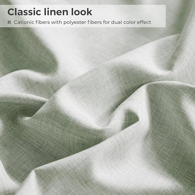Twin Sheets Sage Green, Ultral Soft Cationic Linen Look Sheets, Luxury Cooling Cozy Bed Sheet Set with Non-Slip Fitted Sheet