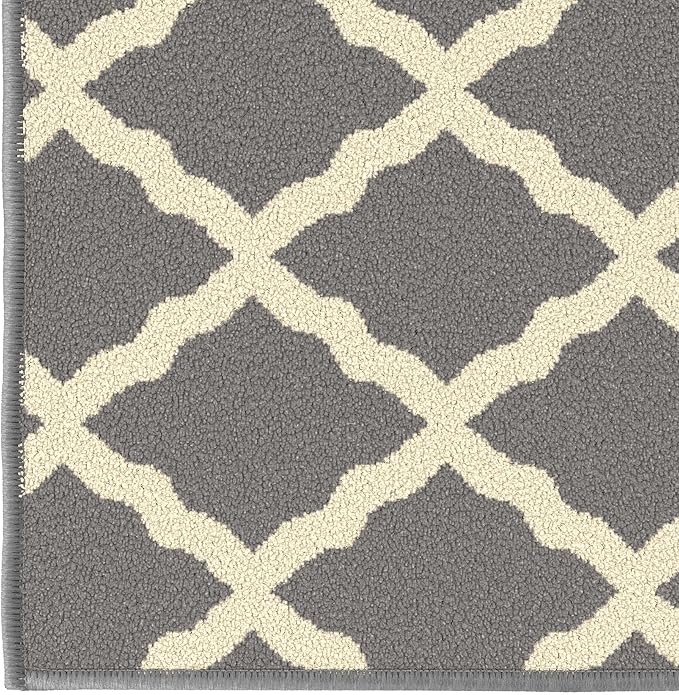 Ottomanson Glamour Collection Non-Slip Rubberback Moroccan Trellis Design 2x3 Indoor Area Rug/Entryway Mat, 2'3" x 3', Gray
