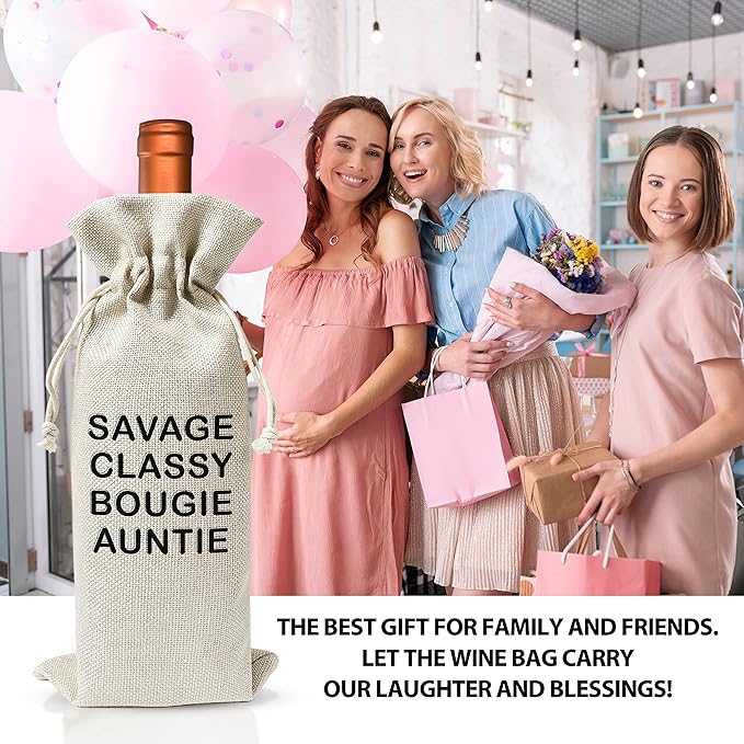 Pregnancy Announcement Wine Gift Bags - New Mom Gift Wine Bags - Cover Bag For Having New Baby - Grandparents - New Parents - Baby shower Party Supplies Favors - Mother's Day Gift - Burlap - HiMo227