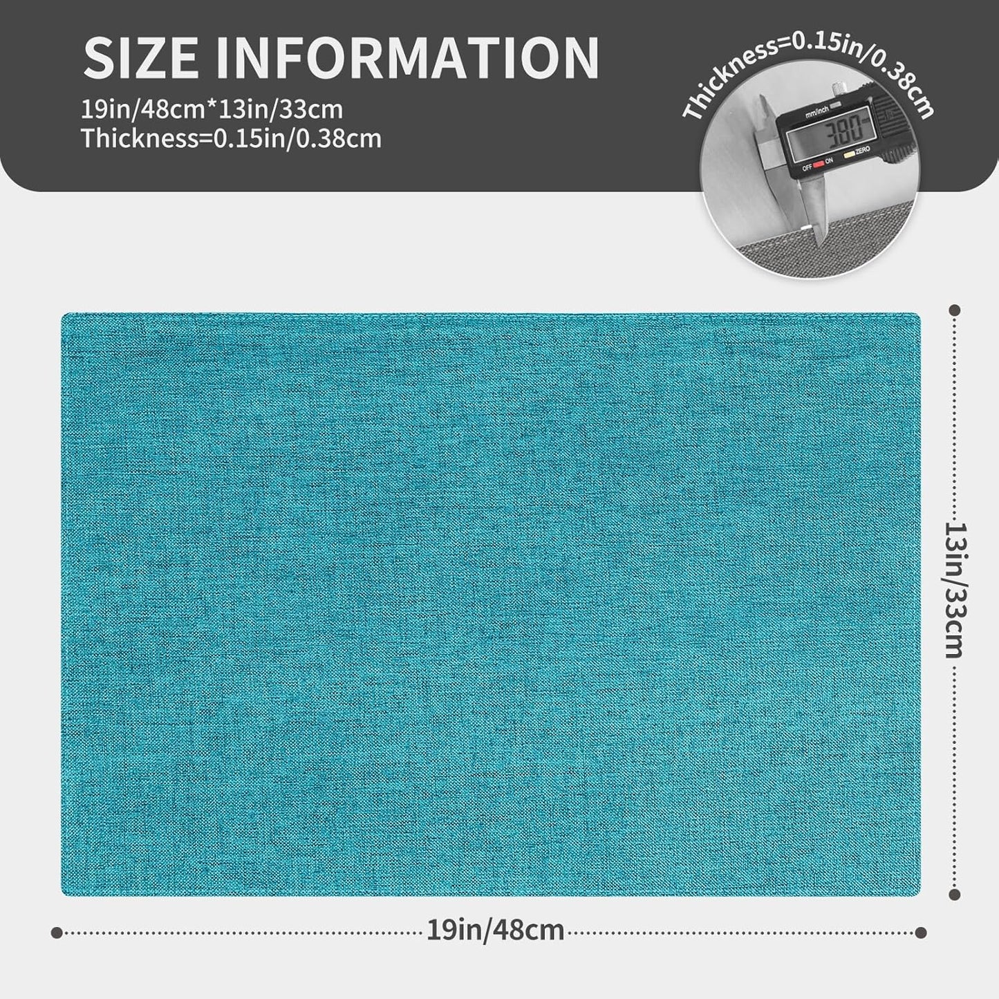 Cloth Placemats, Set of 4 Heat-Resistant Cotton Linen Blend Double Layered Machine Washable Place Mats, Wrinkle Free Thick Fabric Dining Table Mats for Indoors & Outdoors (Teal, 4)