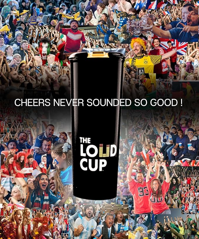 The LoudCup 20 oz Tumbler + Integrated Stadium Horn (Oriole Orange) - Reusable Water Bottle for Sports Fans - Worlds Loudest Cup for Noisy Fans on Game Day & Tailgating
