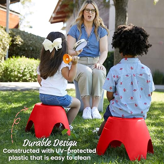 ECR4Kids Ayana Stool Set, Flexible Seating, Red, 4-Pack