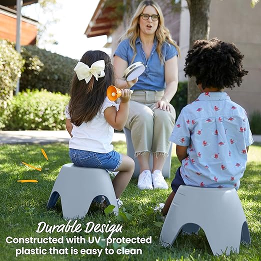 ECR4Kids Ayana Stool Set, Flexible Seating, Light Grey, 4-Pack