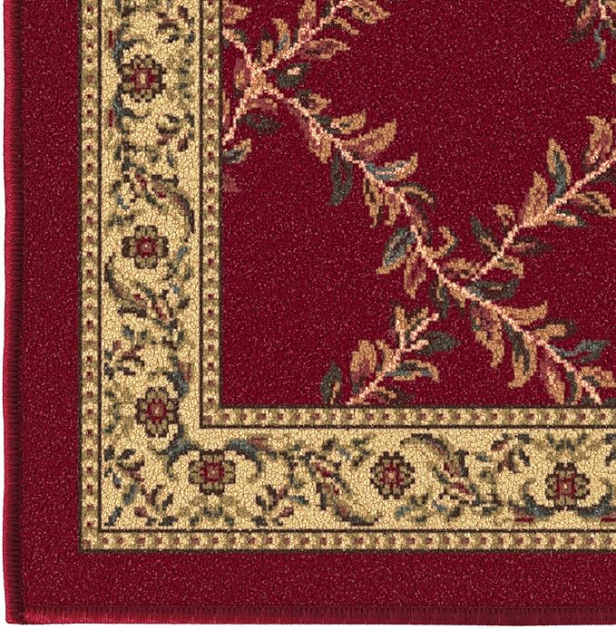 Ottomanson Machine Washable Trellis Design Non-Slip Rubberback 5x7 Modern Area Rug for Living Room, Bedroom, Dining Room, Office, 5' x 6'6", Red Trellis