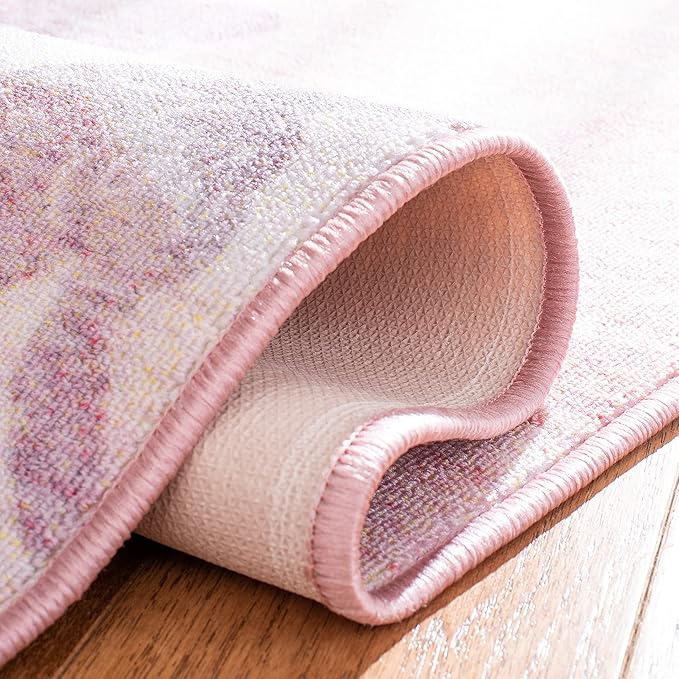 SAFAVIEH Disney Princess Collection Machine Washable Slip Resistant 2'3" x 3'9" Pink/Purple DSN507U Kids Bedroom Nursery Playroom Area Rug