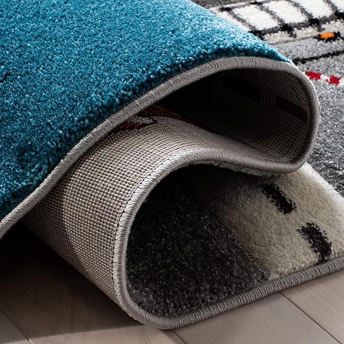 SAFAVIEH Carousel Kids Collection Runner Rug - 2'3" x 10', Grey & Ivory, Non-Shedding & Easy Care, Ideal for High Traffic Areas for Boys & Girls in Playroom, Nursery, Bedroom (CRK192F)