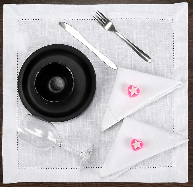 White Napkins Cloth,White Hemstitched Napkins,Cloth Napkins, Cotton Napkins,Dinner Napkins Cloth,Dinner Napkins,Napkin Cloth Washable,Cloth Napkins Set of 6,Hemstitched Napkins 18x18 White