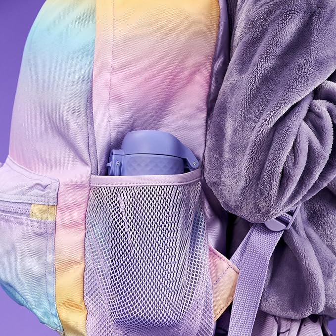 Ion8 Small Water Bottle, 350 ml/12 oz, Leak Proof, Easy to Open, Secure Lock, Dishwasher Safe, BPA Free, Carry Handle, Hygienic Flip Cover, Easy Clean, Odor Free, Carbon Neutral, Light Purple