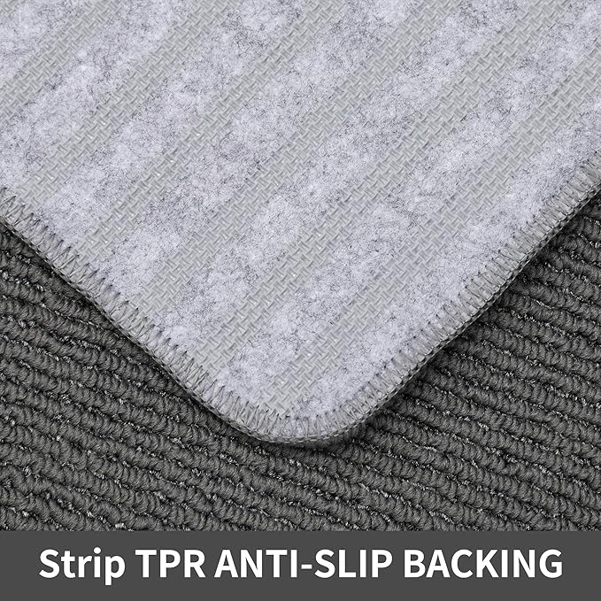 COSY HOMEER 20x30 Inch/20X48 Inch Kitchen Rug Mats Made of 100% Polypropylene Strip TPR Backing 2 Pieces Soft Kitchen Mat Specialized in Anti Slippery and Machine Washable,Grey
