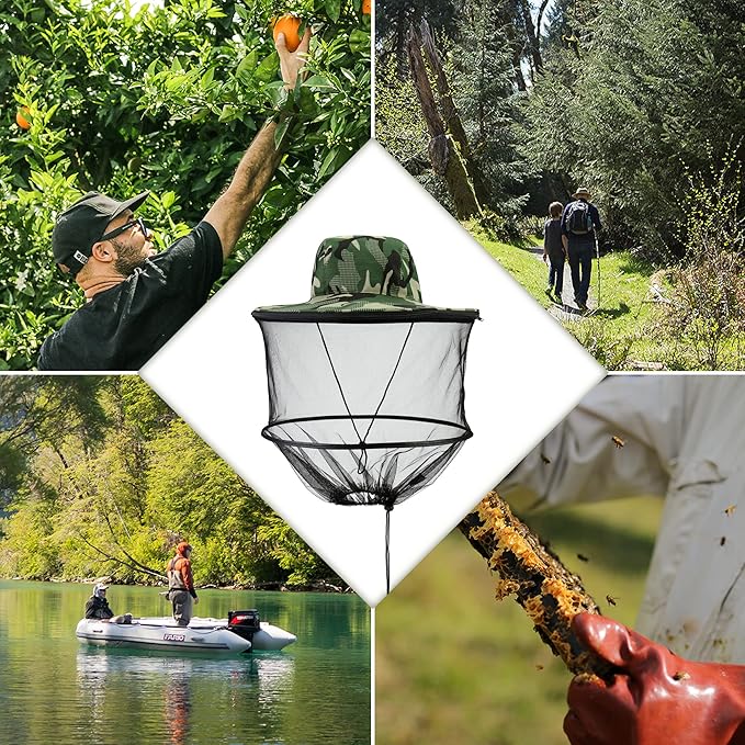 Head Net with Removable Mesh Hidden Netting, Design for Outdoor Fishing Gardening