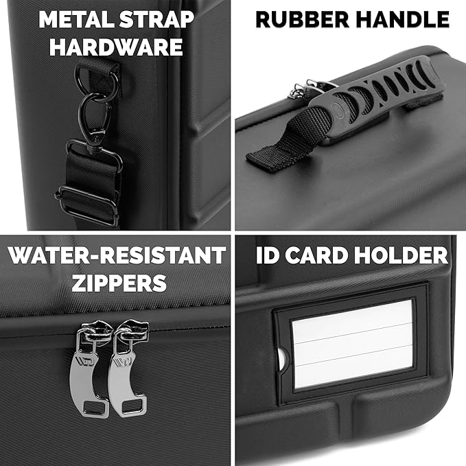 CASEMATIX Wine Travel Case for 3 Bottles with Locking Zipper, Shock-Absorbing Foam & Adjustable Carrying Strap - Protective Wine Suitcase for Storage, Padded Wine Bag Tote Alcohol Carrying Case