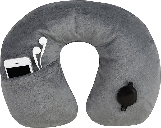 Travelon Deluxe Pillow, Gray, ﻿INFLATED 15 x 5 x 4 DEFLATED 17.25 x 5.25