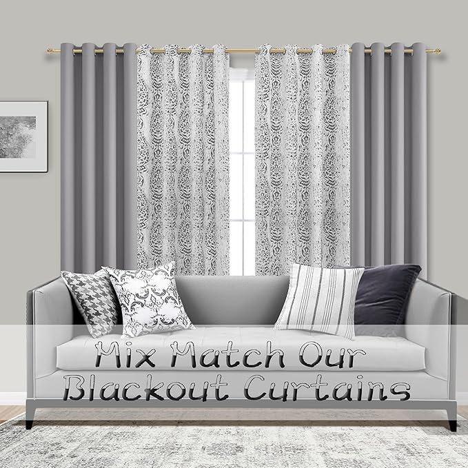 Mrs.Naturall Light Blocking Curtains 84 Inches Long,Room Darkening Light Gray Grommet Cortinas Blackout para Sala Elegantes Modernas 2024 Dormitorio Dorm Curtains 84 Inch Length 2 Panels Set