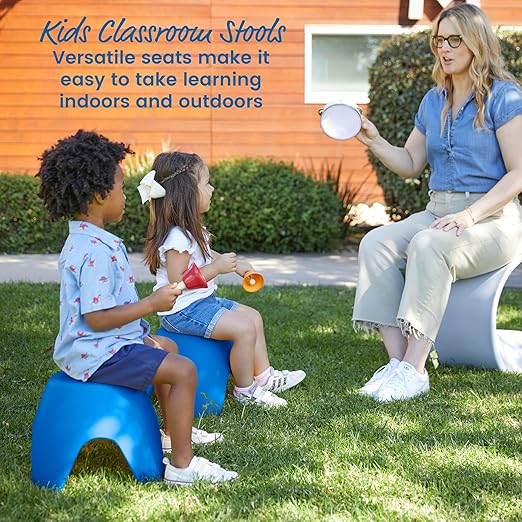 ECR4Kids Ayana Stool Set, Flexible Seating, Blue, 4-Pack