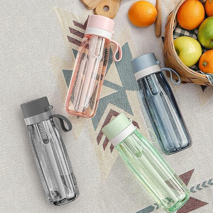 PHILIPS Filtered Water Bottle 22 Oz/36 Oz with Philips GoZero Everyday Water Filter, BPA-Free Tritan Plastic, Purify Tap Water Into Healthy Drinking Tasting Water