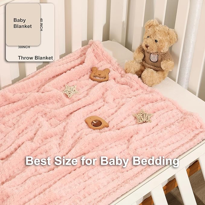 Sherpa Baby Blanket for Girls Toddlers Fleece Fluffy Fuzzy Blanket for Baby,Soft Warm Cozy Fleece Blanket,Receiving Blanket for Infant Newborn (pink, 30 * 40, waffle)