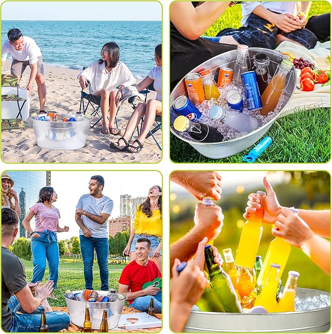 Large 6-Gallon Galvanized Tin Beverage Tub, 20x14x10 inches (Pack of 6)