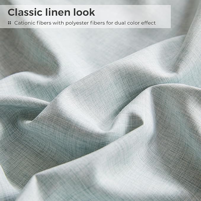King Sheets Blue, Ultral Soft Cationic Linen Look Sheets, Luxury Cooling Cozy Bed Sheet Set with Non-Slip Fitted Sheet