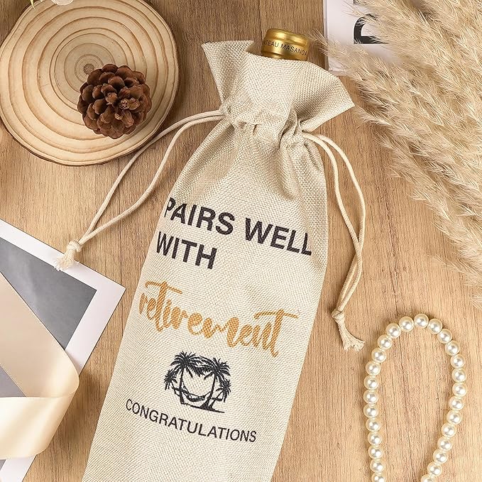 Retirement Gifts Retirement Wine Bag - Retirement Gifts for Women Men, Pairs Well with Retirement, Retirement Wine Bottle Gift, Funny Retirement Gifts for Retired Teachers Employees Friends Colleague