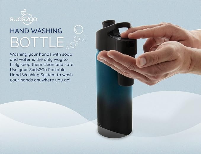 Portable Stainless Steel Water Bottle and Hand Wash System (20oz) - Double Walled and Vacuum Sealed with Leakproof Lid- Lightweight Design for Camping, Sports and Travel