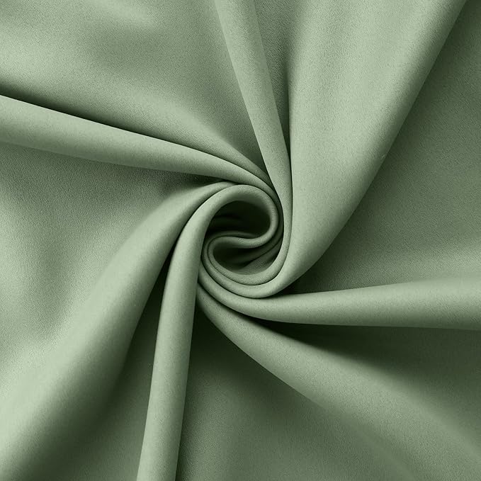 Mrs.Naturall Sage Green Grommet Blackout Curtains for Bedroom 52x96 Inch Length