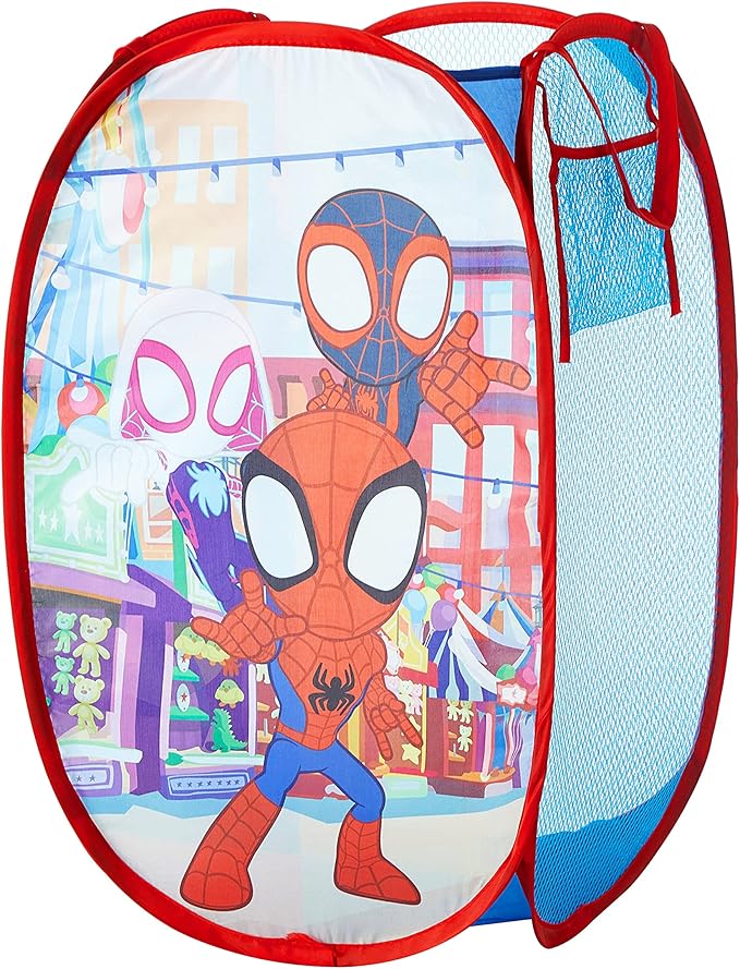 Disney Jr. Spidey and His Amazing Friends Pop Up Storage and Laundry Hamper, 21" H x 13.5" W X 13.5" L