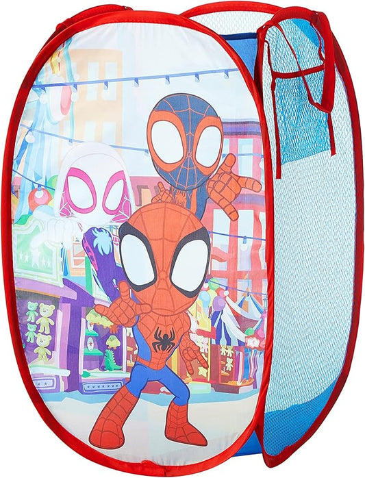 Disney Jr. Spidey and His Amazing Friends Pop Up Storage and Laundry Hamper, 21" H x 13.5" W X 13.5" L