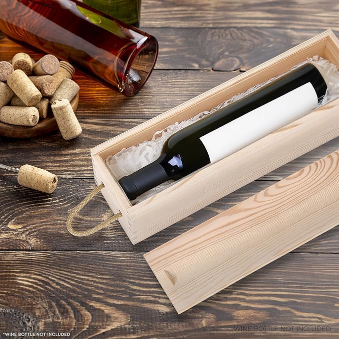 MEANT2TOBE Wooden Wine Box 60th Birthday - Timeless Elegance, Elite Wood Craftsmanship, Chic Presentation for Wine Bottles, Versatile Wine Gift Box for Special Occasions - 13.7x3.9x3.9 inches