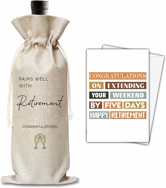Retirement Gifts For Woman Man, Retirement Wine Gift Bag, Farewell Going Away Gifts For Retired Teacher Colleague Friend, Pairs Well With Retirement Wine Bag, Retirement Party Decoration Supplies, B53