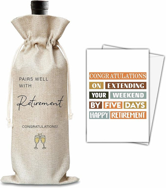 Retirement Gifts For Woman Man, Retirement Wine Gift Bag, Farewell Going Away Gifts For Retired Teacher Colleague Friend, Pairs Well With Retirement Wine Bag, Retirement Party Decoration Supplies, B53