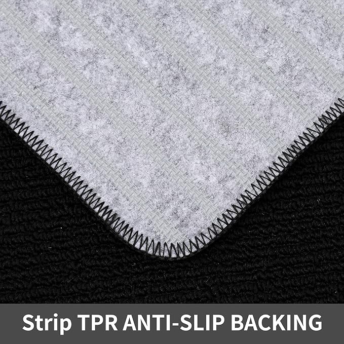 COSY HOMEER 20x30 Inch/20X48 Inch Kitchen Rug Mats Made of 100% Polypropylene Strip TPR Backing 2 Pieces Soft Kitchen Mat Specialized in Anti Slippery and Machine Washable,Black