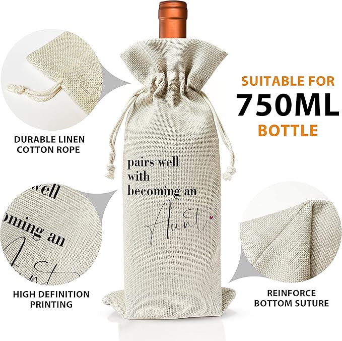 Pregnancy Announcement Wine Gift Bags - New Mom Gift Wine Bags - Cover Bag For Having New Baby - Grandparents - New Parents - Baby shower Party Supplies Favors - Mother's Day Gift - Burlap - HiMo221