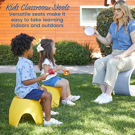 ECR4Kids Ayana Stool Set, Flexible Seating, Yellow, 4-Pack