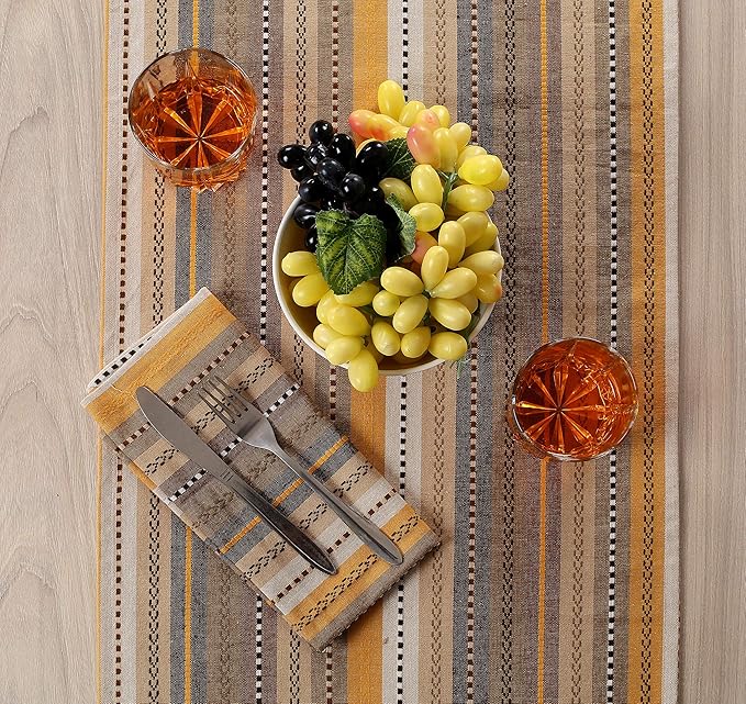 Cloth Napkins,Cotton Napkins,Dinner Napkins Cloth,Dinner Napkins,Cloth Napkins Set of 12 Cotton,Napkins Cloth,Cloth Napkins Cotton,Cotton Dinner Napkins, Salsa Stripe Napkins 18x18 Beige Multi