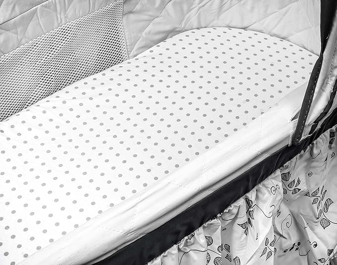 Bassinet Sheet Set 2 Pack - Baby Bassinet Sheets with 100% Jersey Cotton - Bassinet Sheets for Baby Girl and Boy, Newborn Essentials (Grey Chevron and Polka Dot)