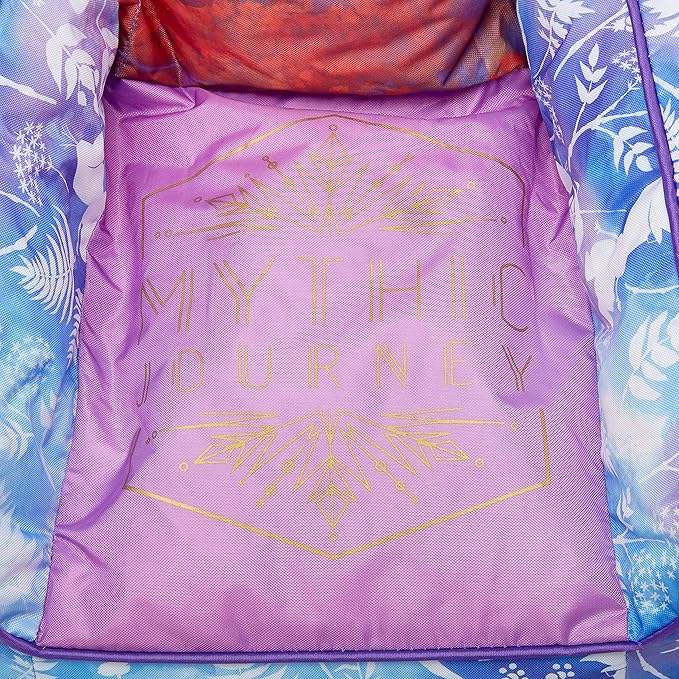 Idea Nuova Frozen 2 Kids Nylon Bean Bag Chair with Piping & Top Carry Handle with Olaf Graphics, Anna & Elsa, Purple, Large