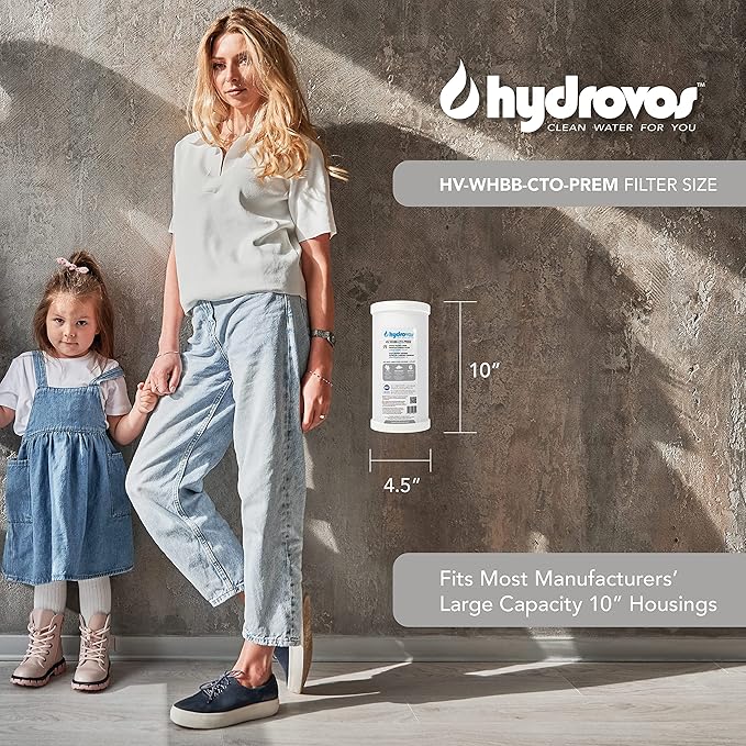 Radial Flow 10" x 4.5” Carbon Water Filter, Premium Activated Carbon Reduces Sediment, Chlorine Taste and Odor, High Efficient and Universal Fit 10 Inch Whole House Water Filter System