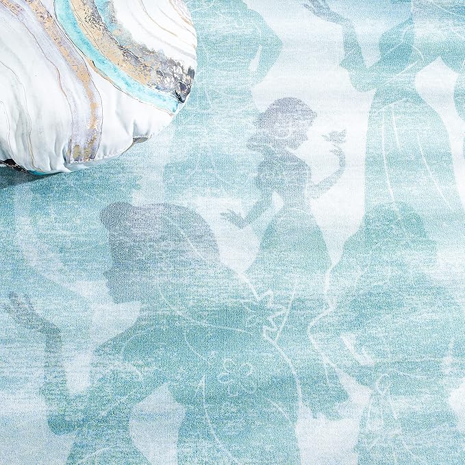SAFAVIEH Disney Princess Collection Machine Washable Slip Resistant 5' x 7' Light Blue/Turquoise Assurance Kids Bedroom Nursery Playroom Area Rug
