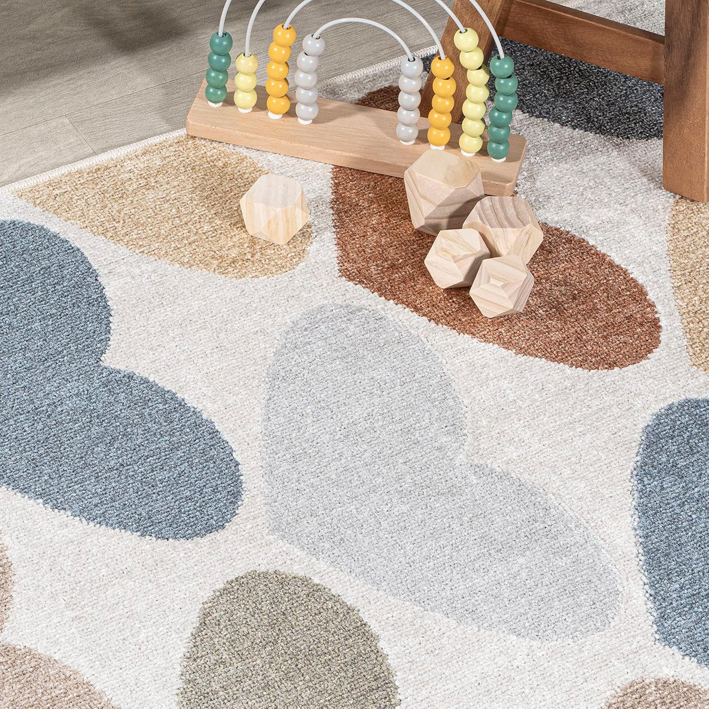 JONATHAN Y Machine-Washable Ivory/Blue/Orange Runner Rug, 2x8, Dila Modern Hearts Geometric, Kids & Novelty, Vintage, Bedroom, Kitchen, Living Room, Easy-Cleaning, Non-Shedding (KDW101A-28)