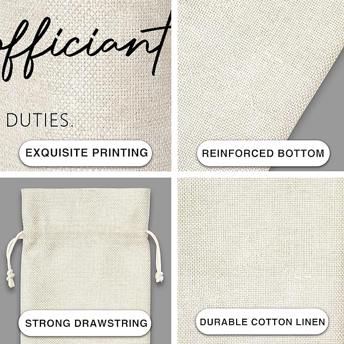 Officiant Gifts Wine Bag - Gifts For Wedding Officiant,Wedding Host,Pastor Gift Ideas - Cotton Burlap Wine Bag (1 Pcs) - WB021
