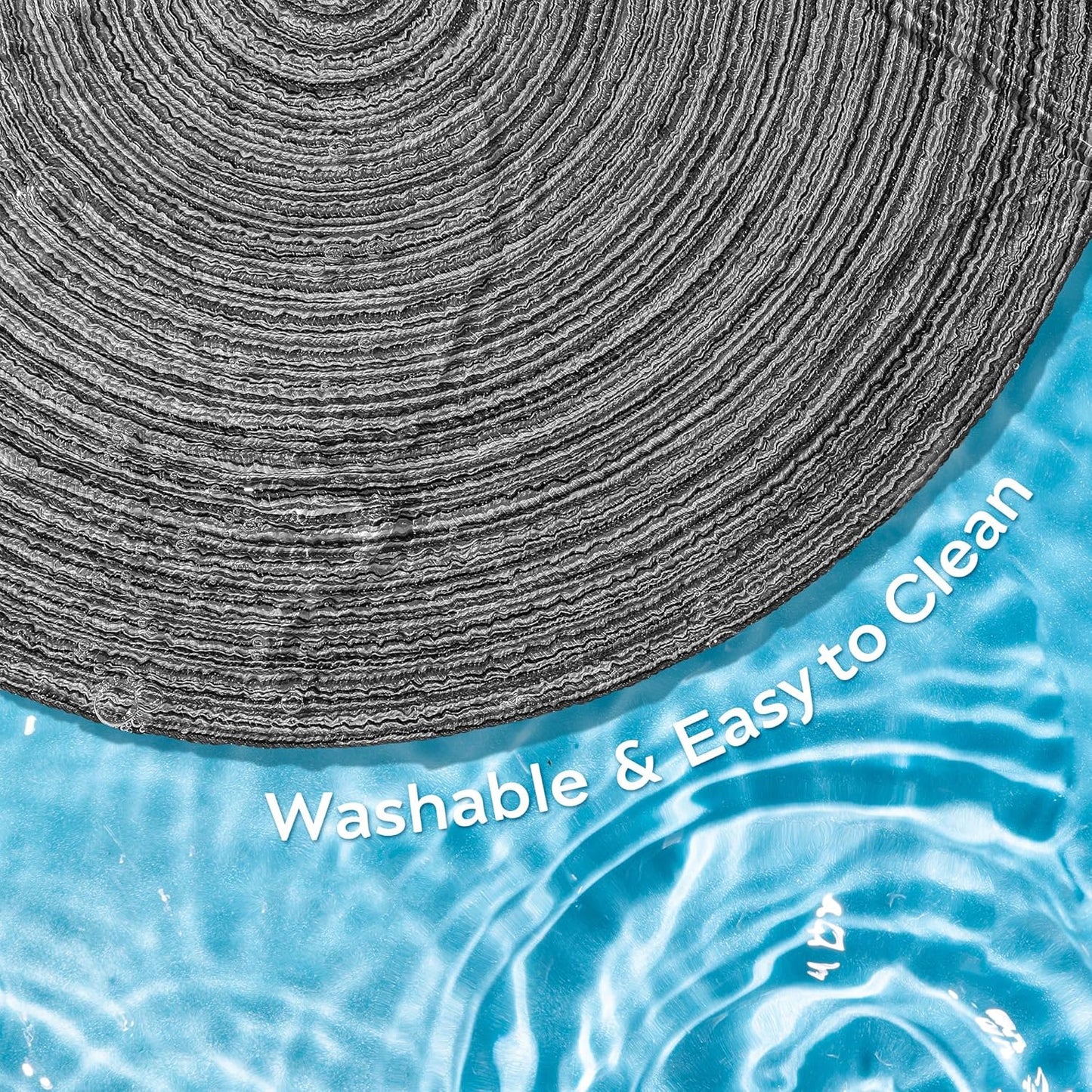 Leetaltree Round Placemats Heat and Slip Resistant Cotton Table Mats, Washable Bohemian Placemats for Dining Tables (Charcoal, Set of 12)