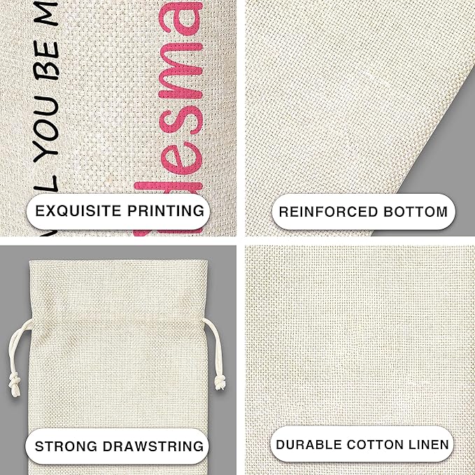 Bridesmaid Gift Wine Bag,Gift For Wedding、Maid of Honor,Cotton linen Drawstring Wine Bag(1 Pcs) - WB001