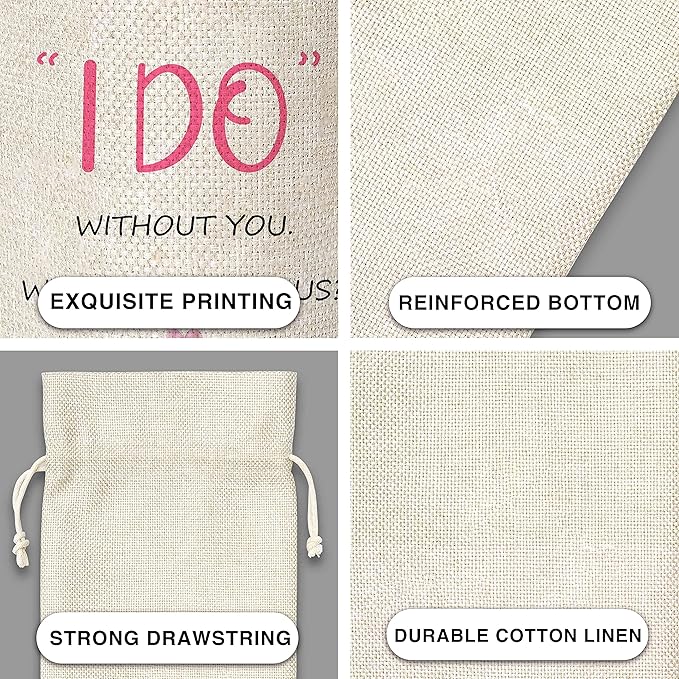Say I Do Gift Wine Bag,Gift For Wedding,Bridal Showr,Cotton linen Drawstring Wine Bag(1 Pcs) - WB018